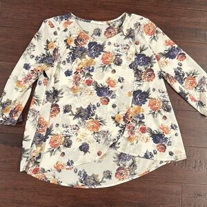 Lush Floral Tulip Hem Blouse